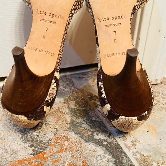 🍂Kate Spade Made In Italy, SnakePrint, Leather Peep Toe, D’Orsay Heels! - Picture 11 of 16